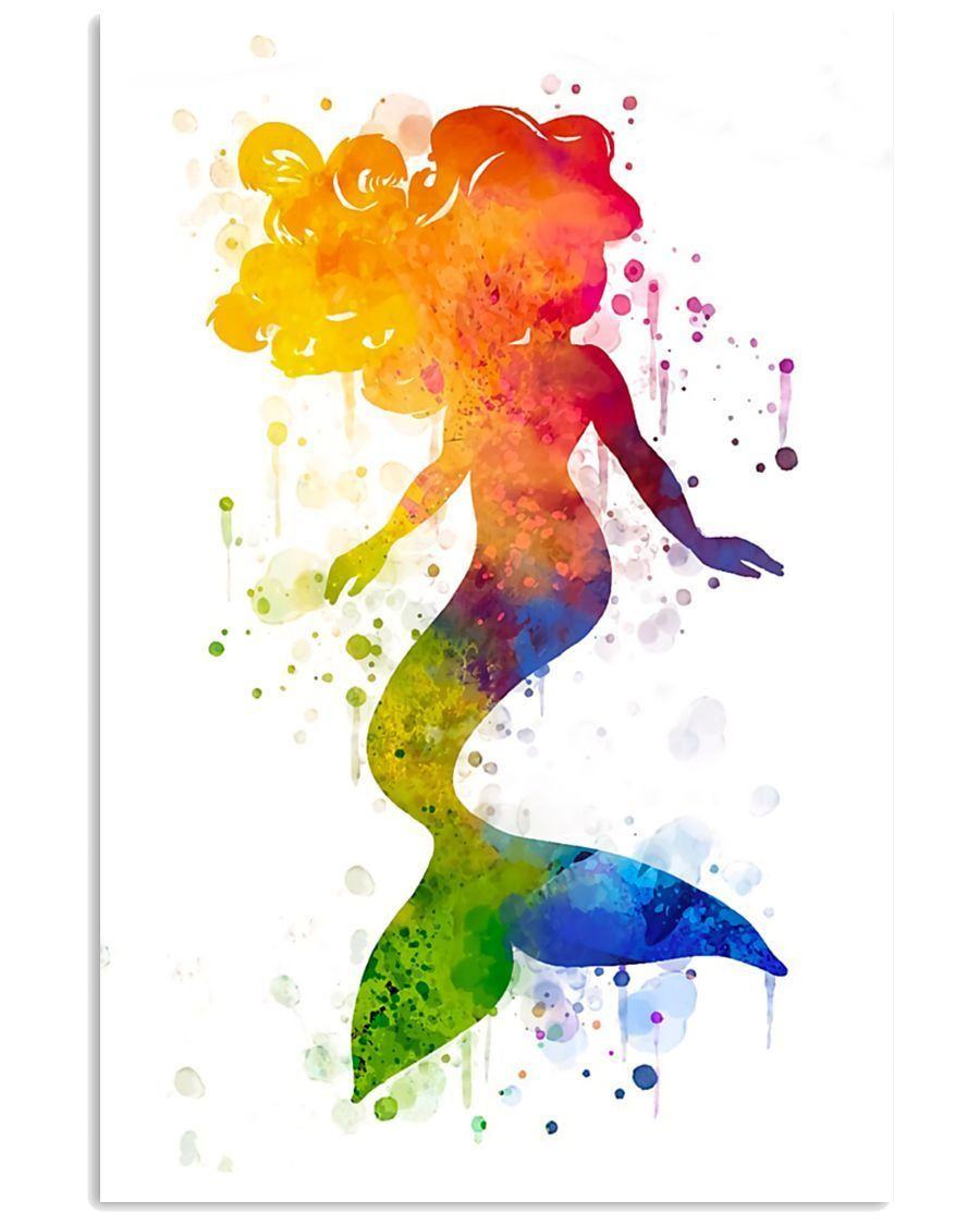 Mermaid Art Watercolor Vertical Canvas | Wall Decor Visual Art