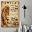 To My Dad Canvas, Lion Dad Wall Art, Father's Day Canvas Gift, I Know It's Not Easy For A Man Canvas, Canvas For Dad