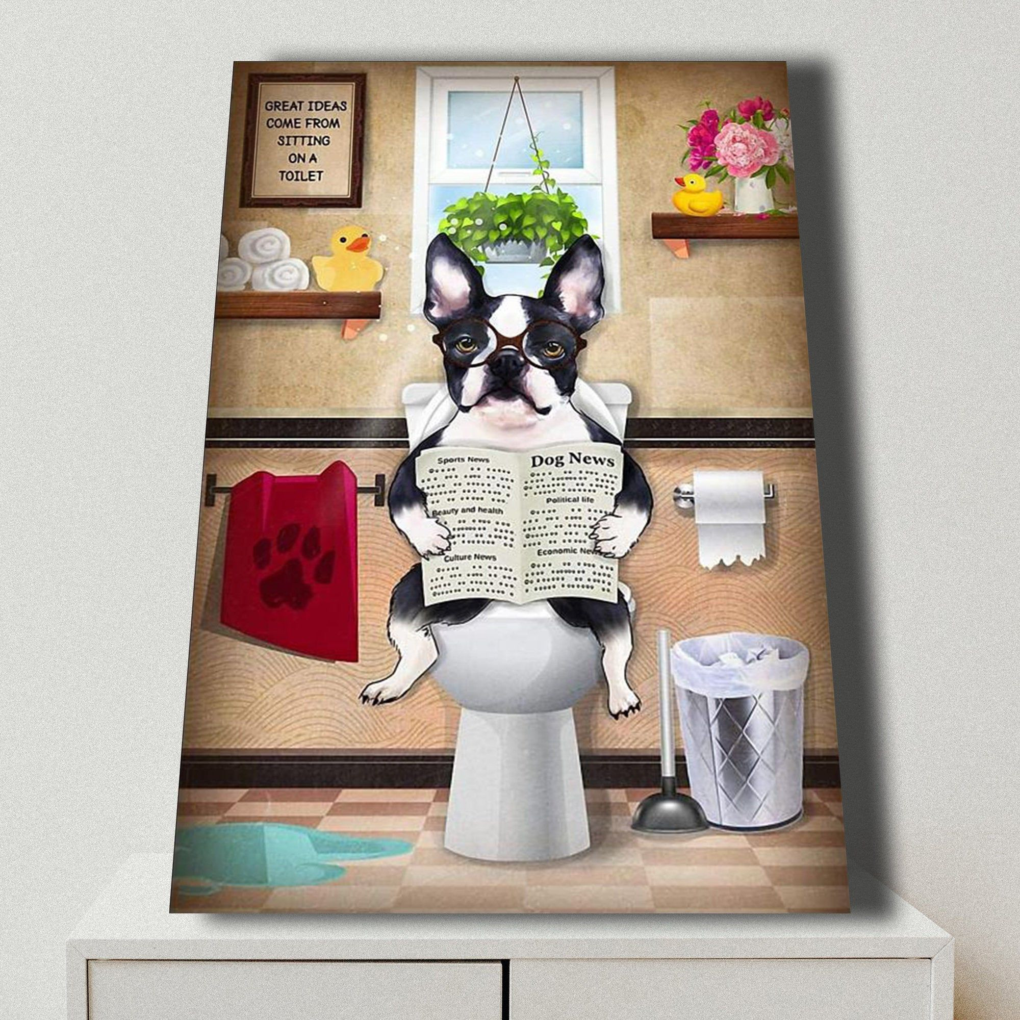 Boston Terriers Dog Toilet Gifts Ideas Canvas