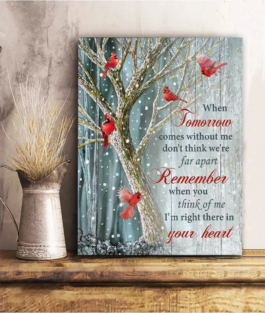 Canvas Cardinal Hanging Wall Art Decor Ideas for loss of relatives I'm right there in your heart