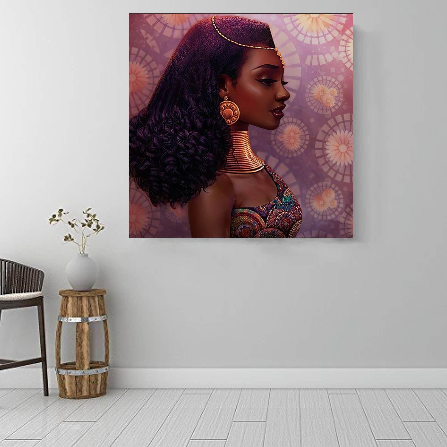 Framed Black Art Pretty African American Woman African American Wall Art And Decor Afrocentric Home Decor BPS63030