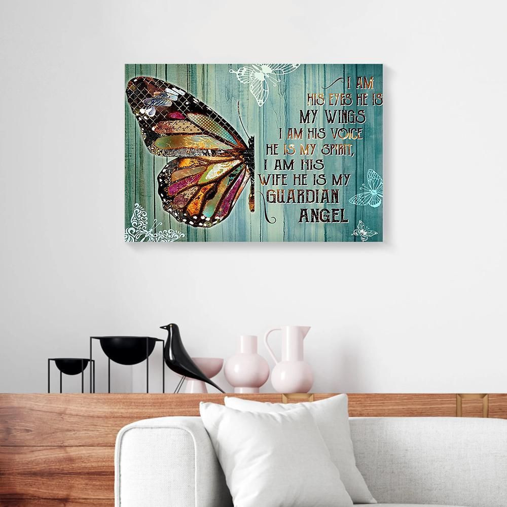 I Am His Wife He Is My Guardian Angel Colorful Butterfly Heaven Canvas