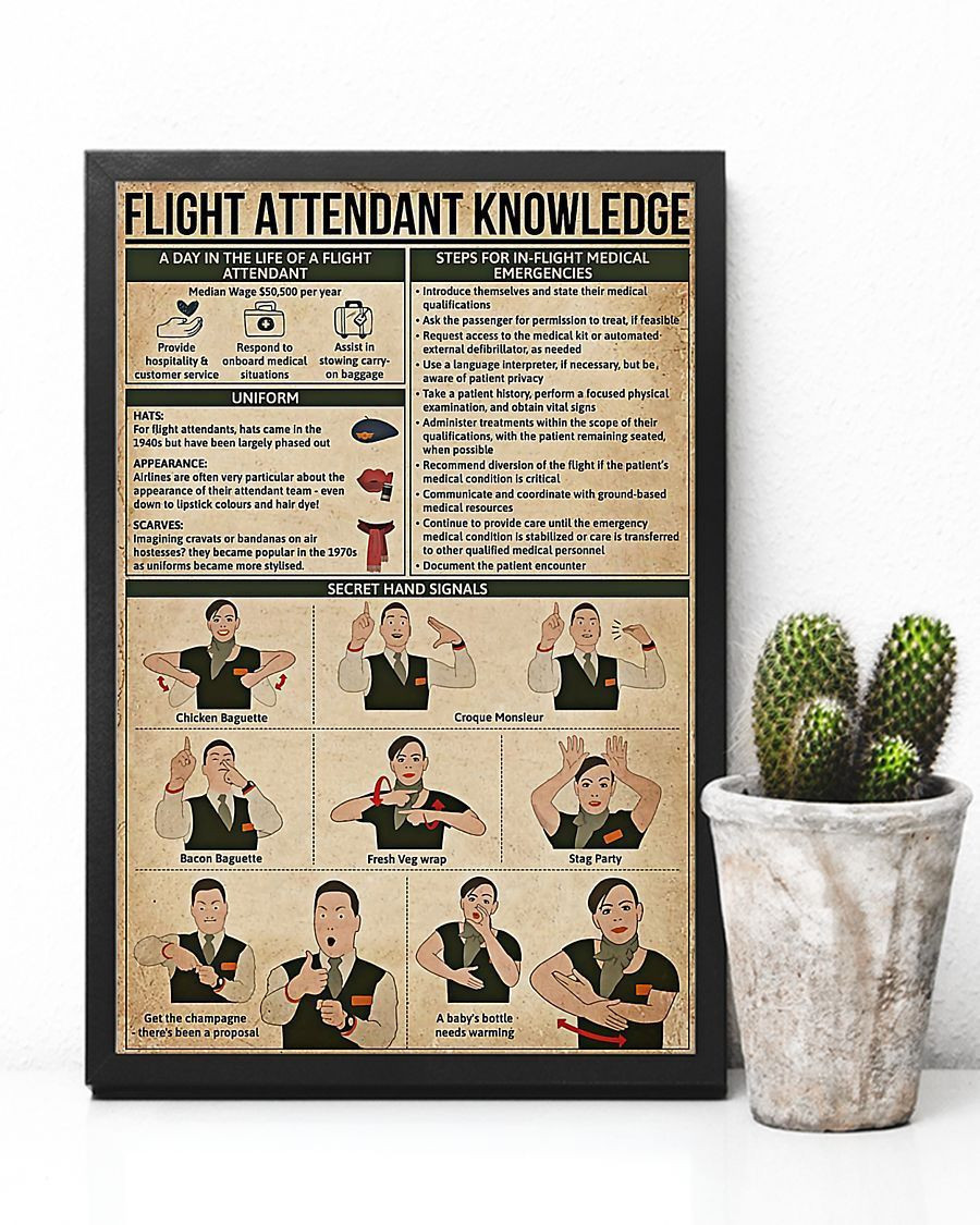 Professions Poster - Flight Attendant Knowledge Vertical Canvas - Wall Decor Visual Art