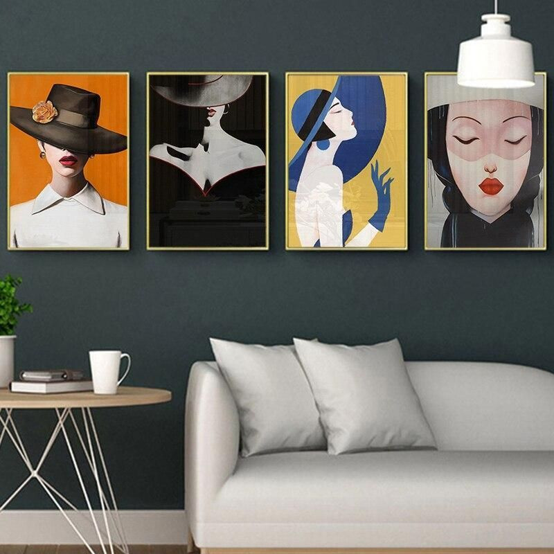 Girl In A Black Hat Canvas Print