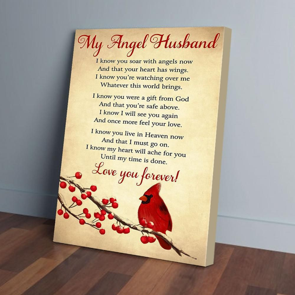 My Angel Husband Love You Forever Vintage Cardinal Matte Canvas