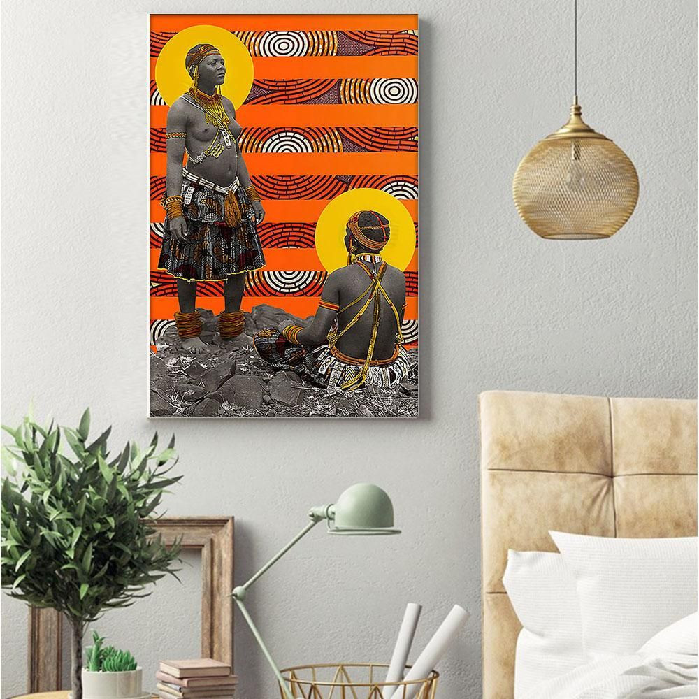 Afrocentric Canvas Prints Retro Brown Skin Poster Black Girl Fashion African King Artistic Bedroom Wall Art