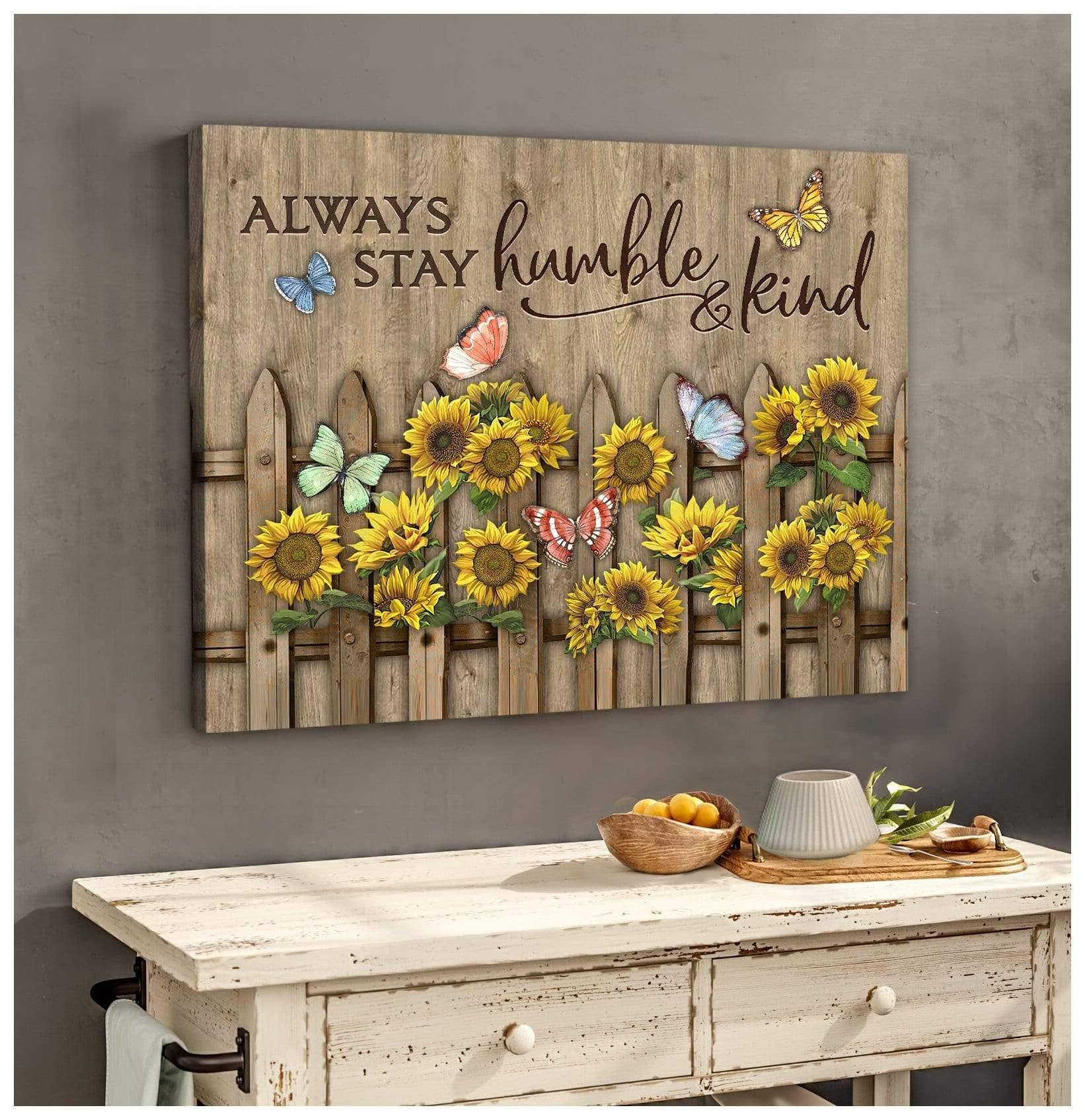 Always Stay Humble And Kind Butterfly Wall Art Canvas