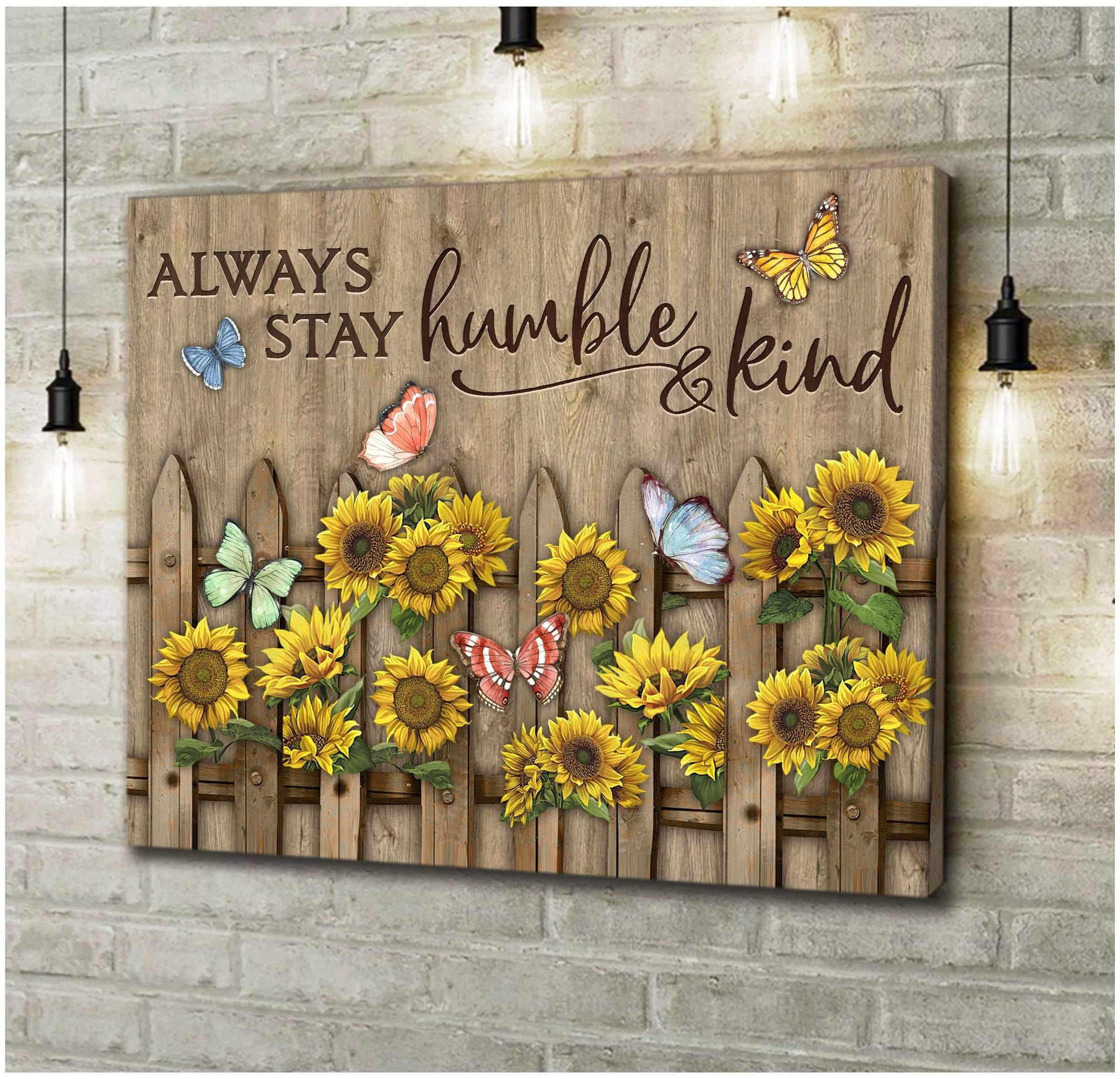 Always Stay Humble And Kind Butterfly Wall Art Canvas