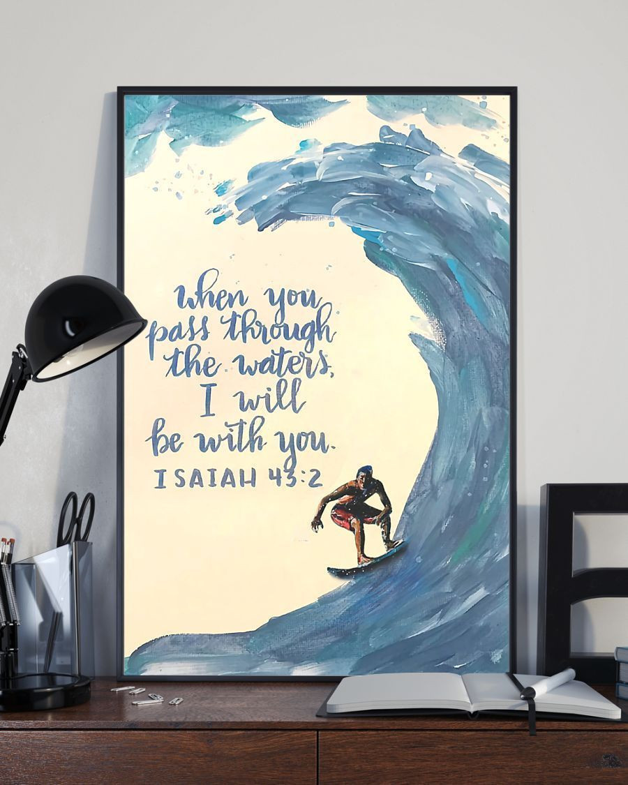 Surfing When You Pass Through The Waters Vertical Art Canvas,Wall Decor Visual Art
