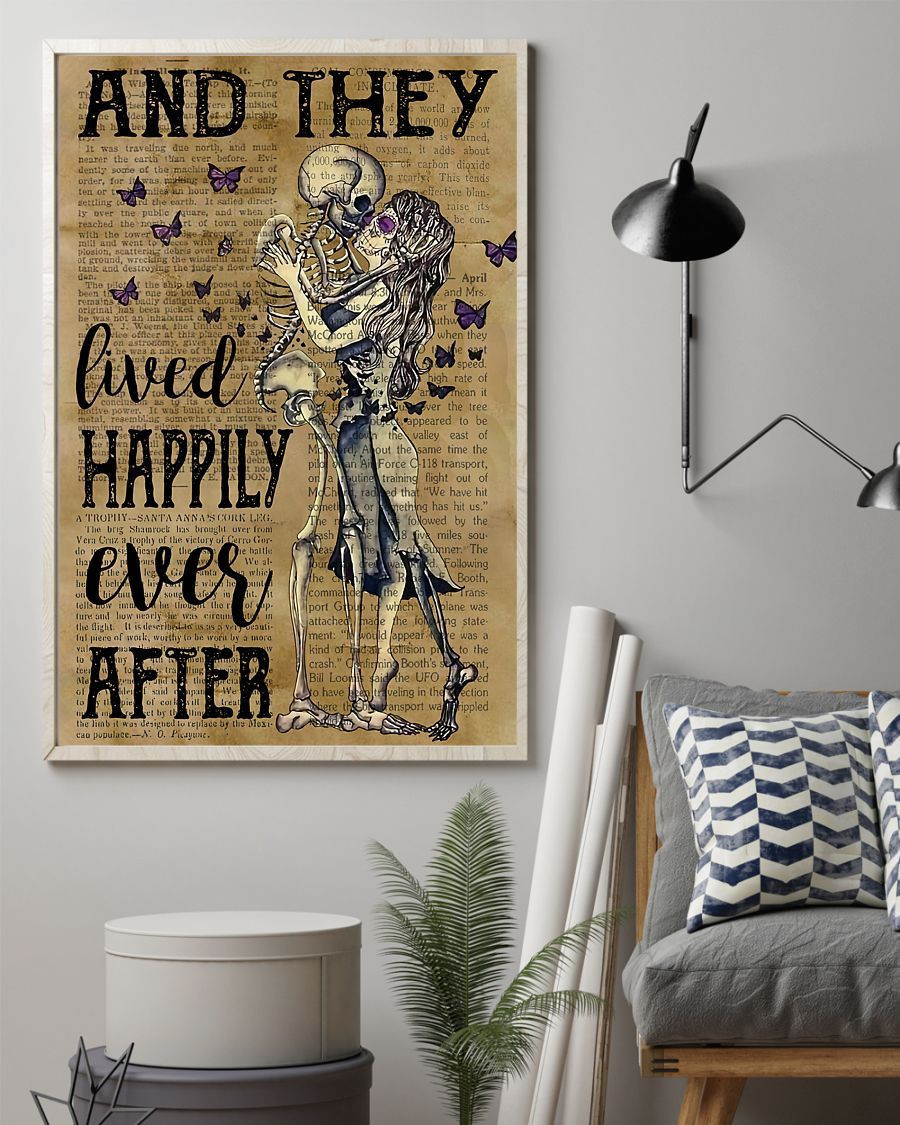 Skull Art - And They Lived Happily Vertical Canvas - Wall Decor Visual Art