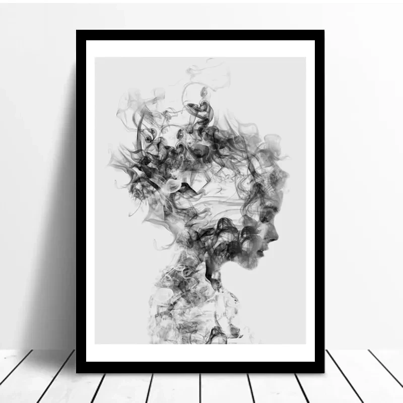 Smoke Woman Art Canvas Print