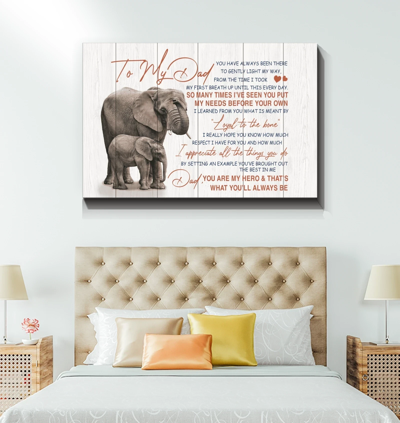To My Dad Elephant Wall Art Canvas