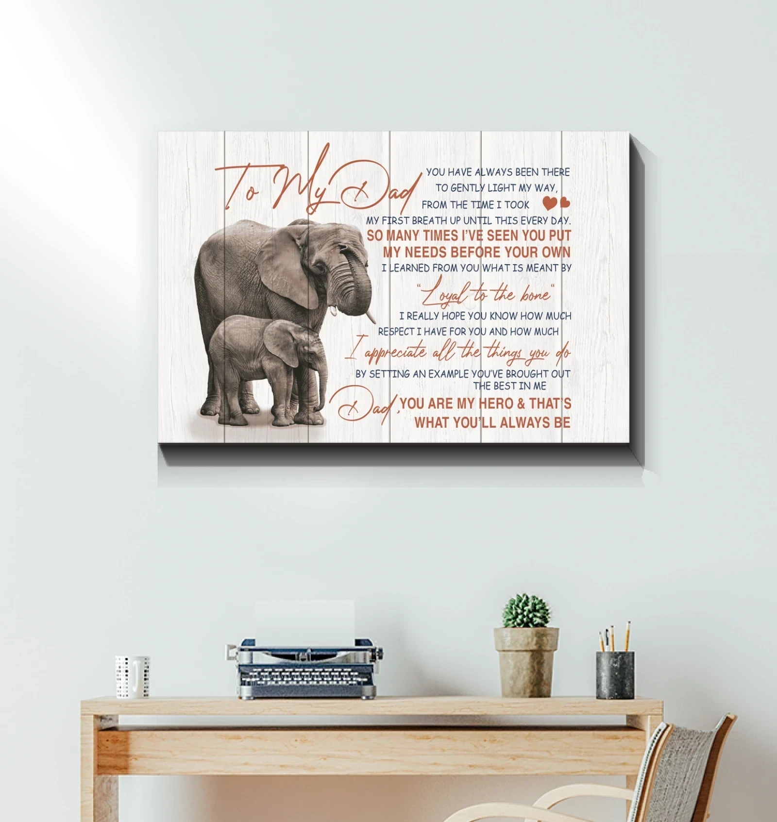 To My Dad Elephant Wall Art Canvas