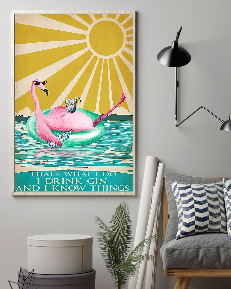 Flamingo I Drink Gin Vertical Canvas - Wall Decor Visual Art