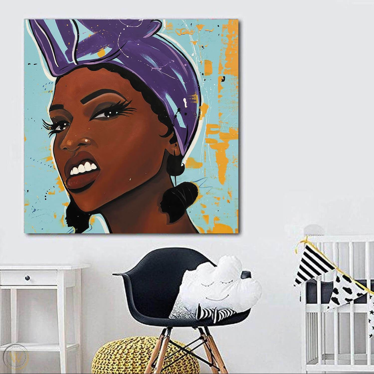 African American Canvas Art Beautiful Black American Woman Modern Black Art Afrocentric Home Decor BPS57196