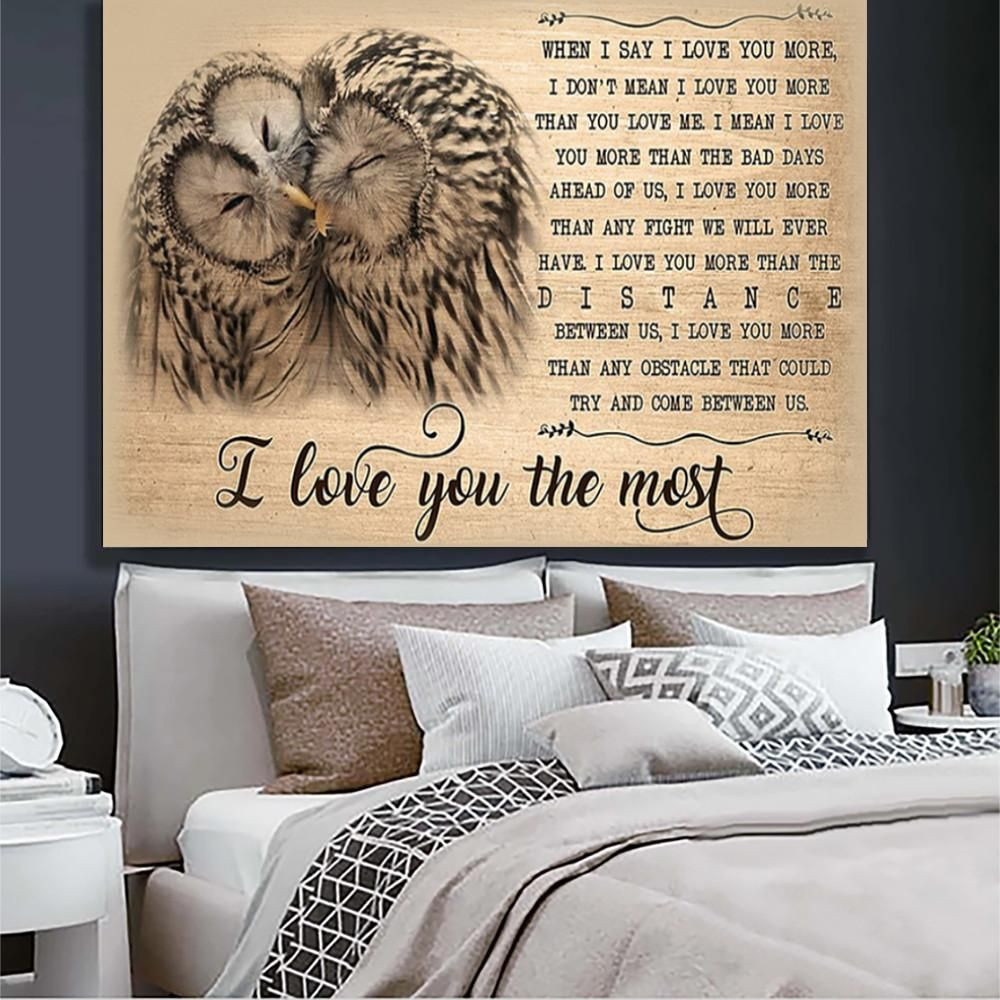 Owl I Love You The Most Canvas Print Wall Art Matte Canvas