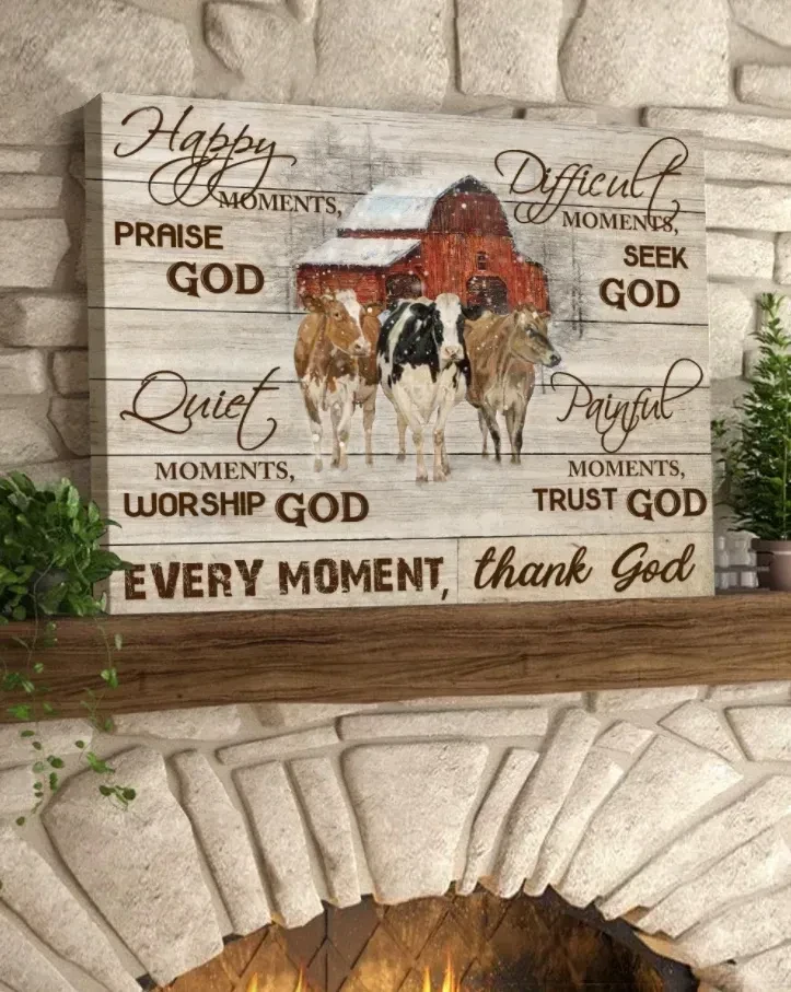 Farmhouse Wall Art Canvas - Happy Moment Praise God