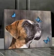Amazing Boxer Canvas With Blue Butterfly Gift For Dog Lover