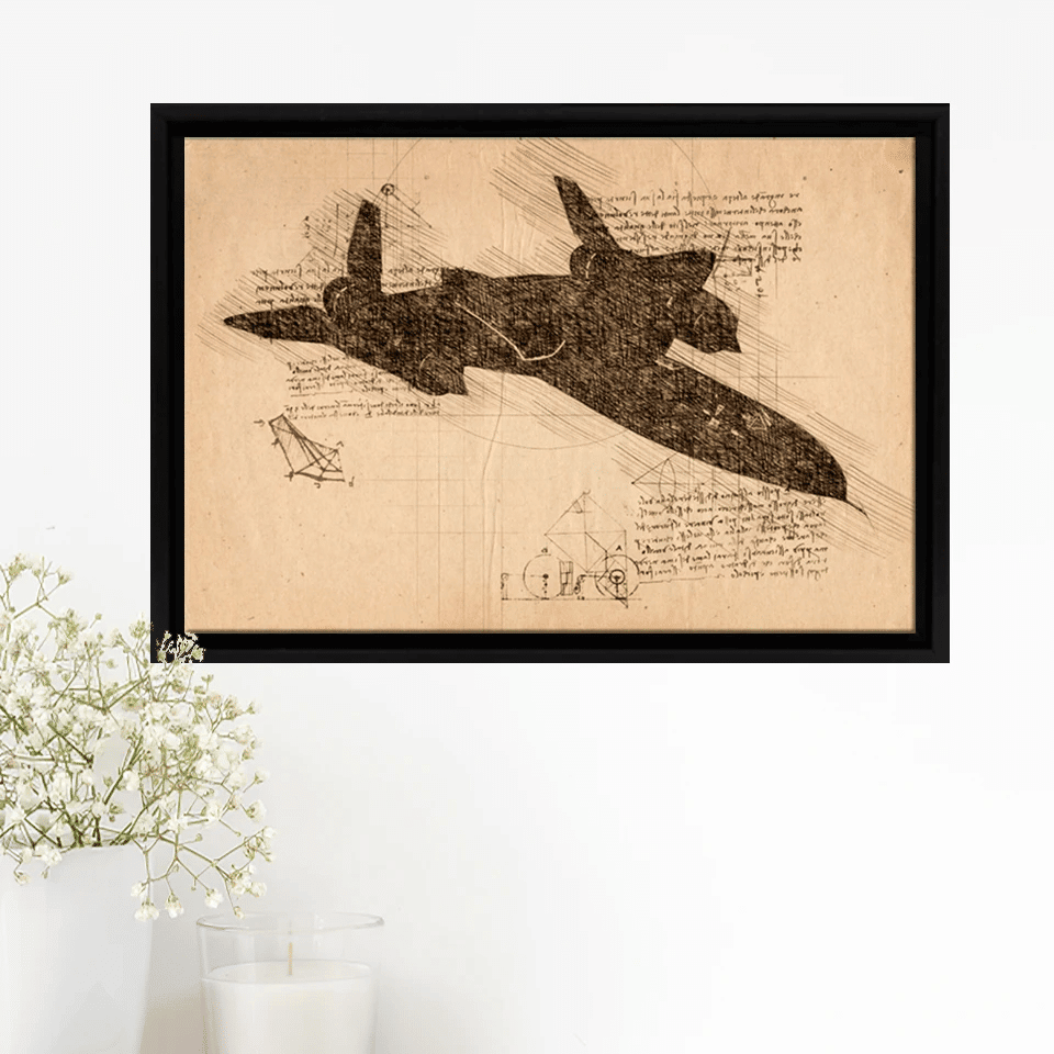 Lockheed Sr 71 Blackbird Davinci Style Framed Canvas Prints - Painting Canvas, Framed Prints, Wall Art, Home Decor, For Sale