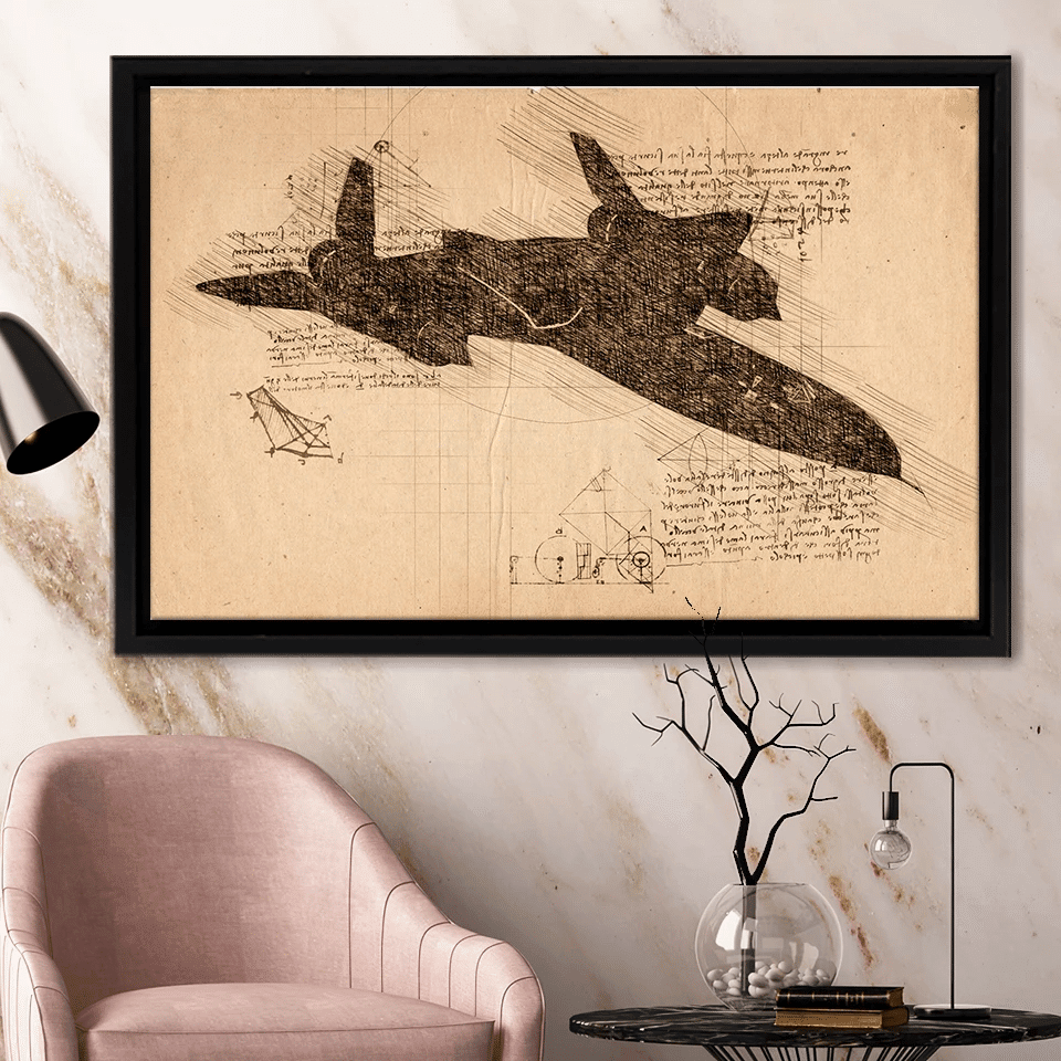 Lockheed Sr 71 Blackbird Davinci Style Framed Canvas Prints - Painting Canvas, Framed Prints, Wall Art, Home Decor, For Sale