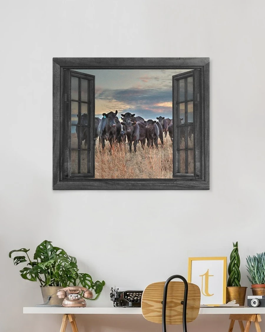 Cow By The Window Gallery Wrapped Canvas
