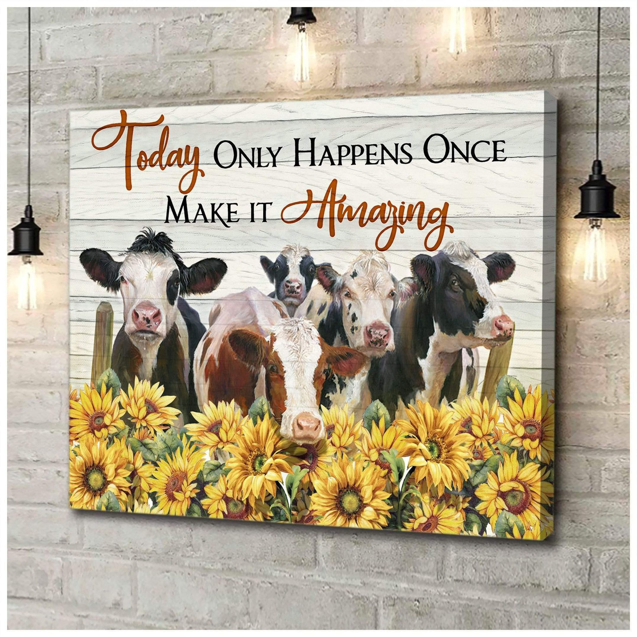 Make It Amazing Cow Wall Art Canvas