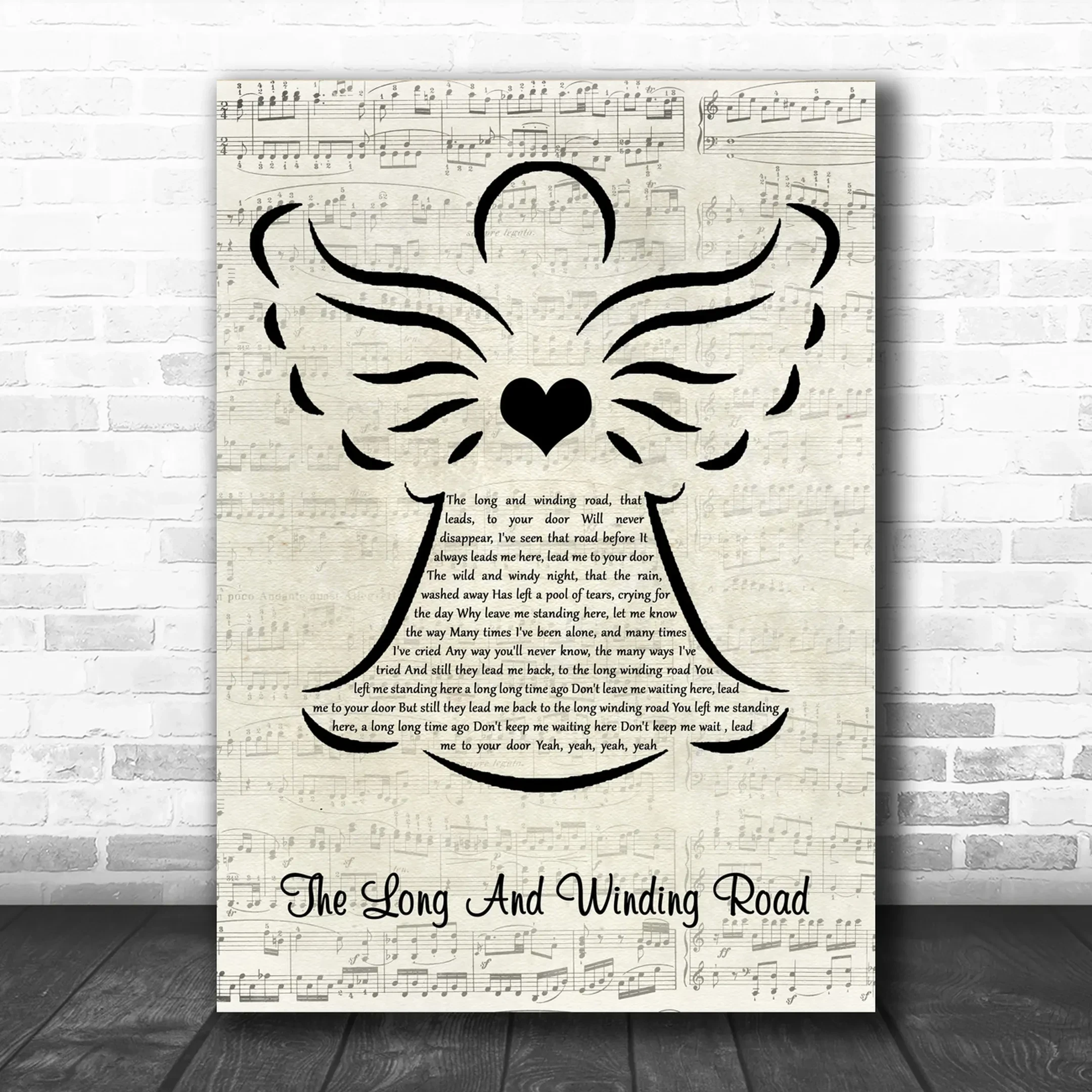 The Beatles The Long And Winding Road Music Script Angel Song Lyric Art Print