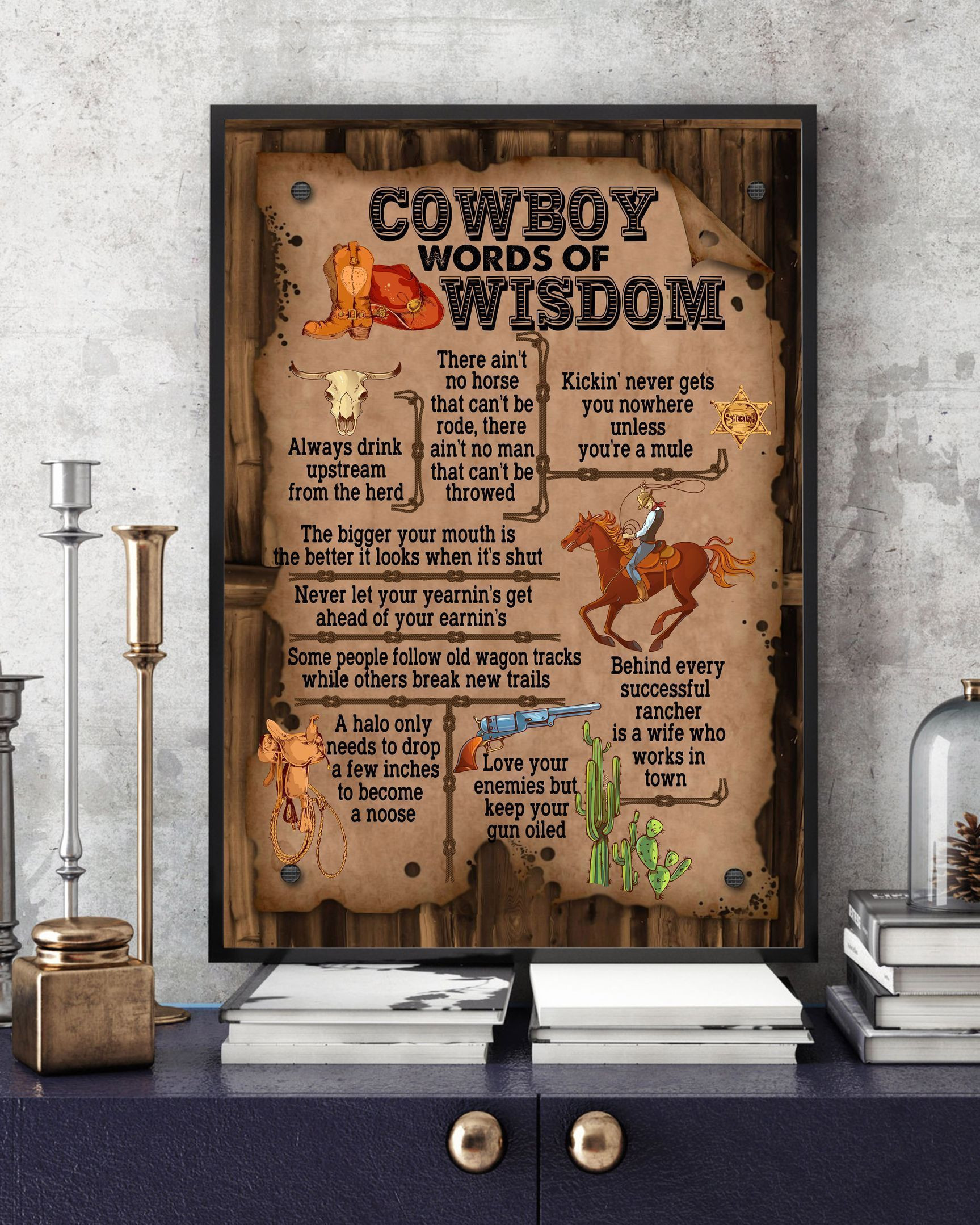 Cowboy Words Of Wisdom Canvas | Wall Decor Visual Art