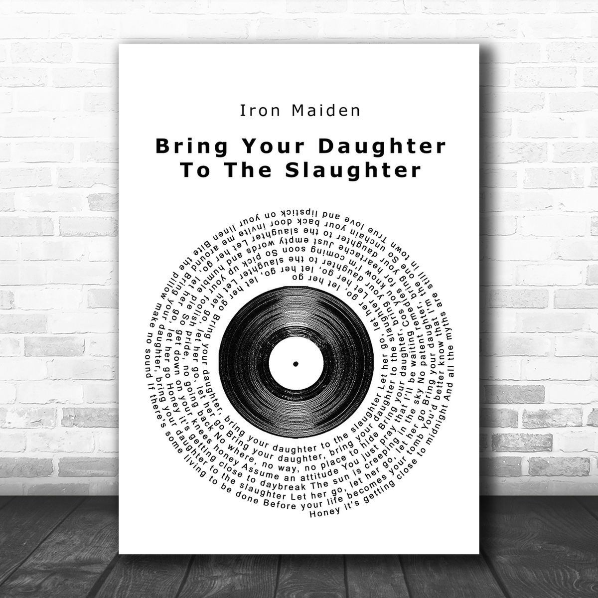 Iron Maiden Bring Your Daughter To The Slaughter Vinyl Record Song Lyric Music Wall Art Print