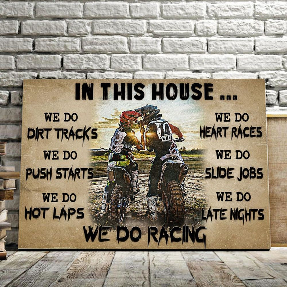 In This House We Do We Do Dirt Tracks, Racing Canvas, Family Canvas