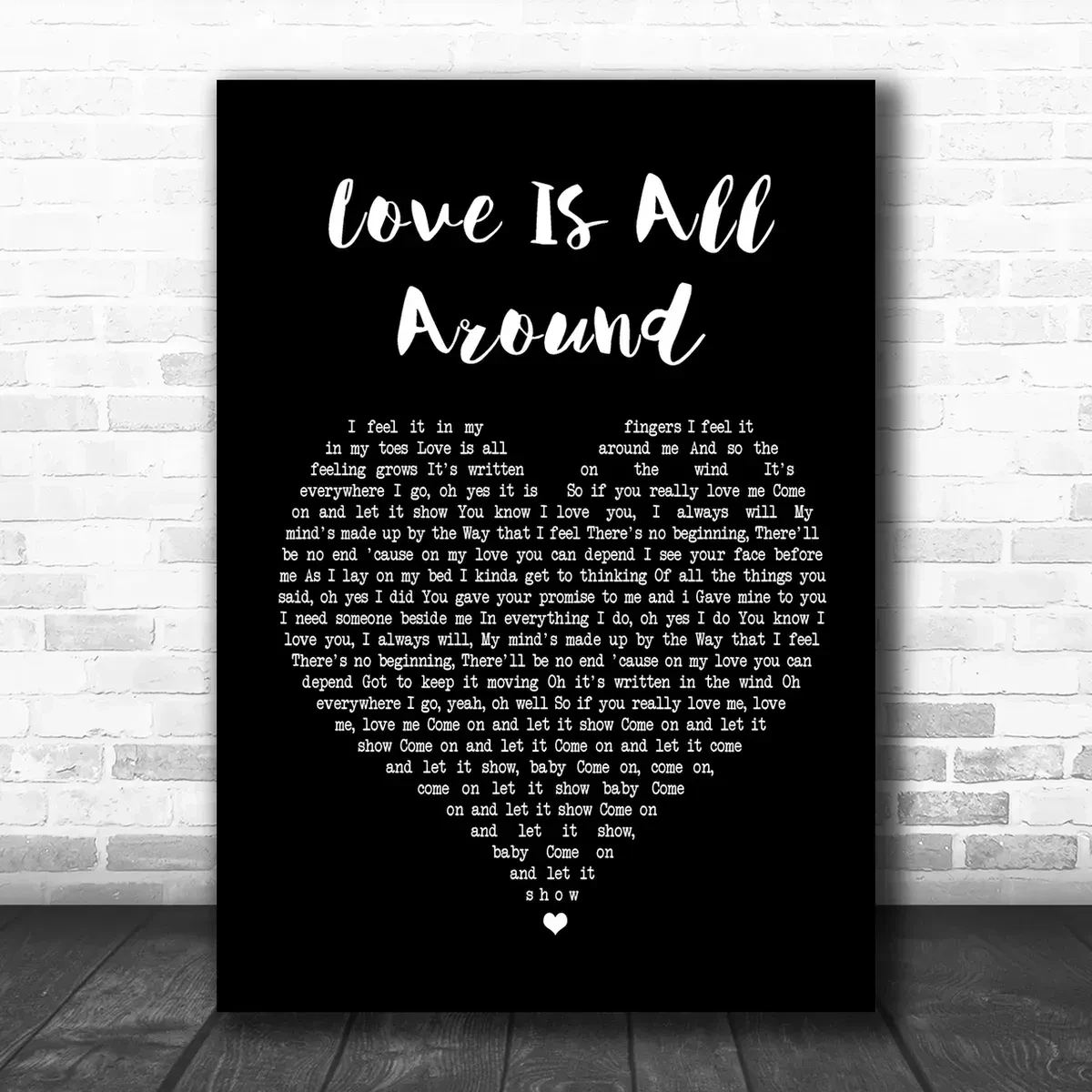 Wet Wet Wet Love Is All Around Black Heart Song Lyric Music Wall Art Print