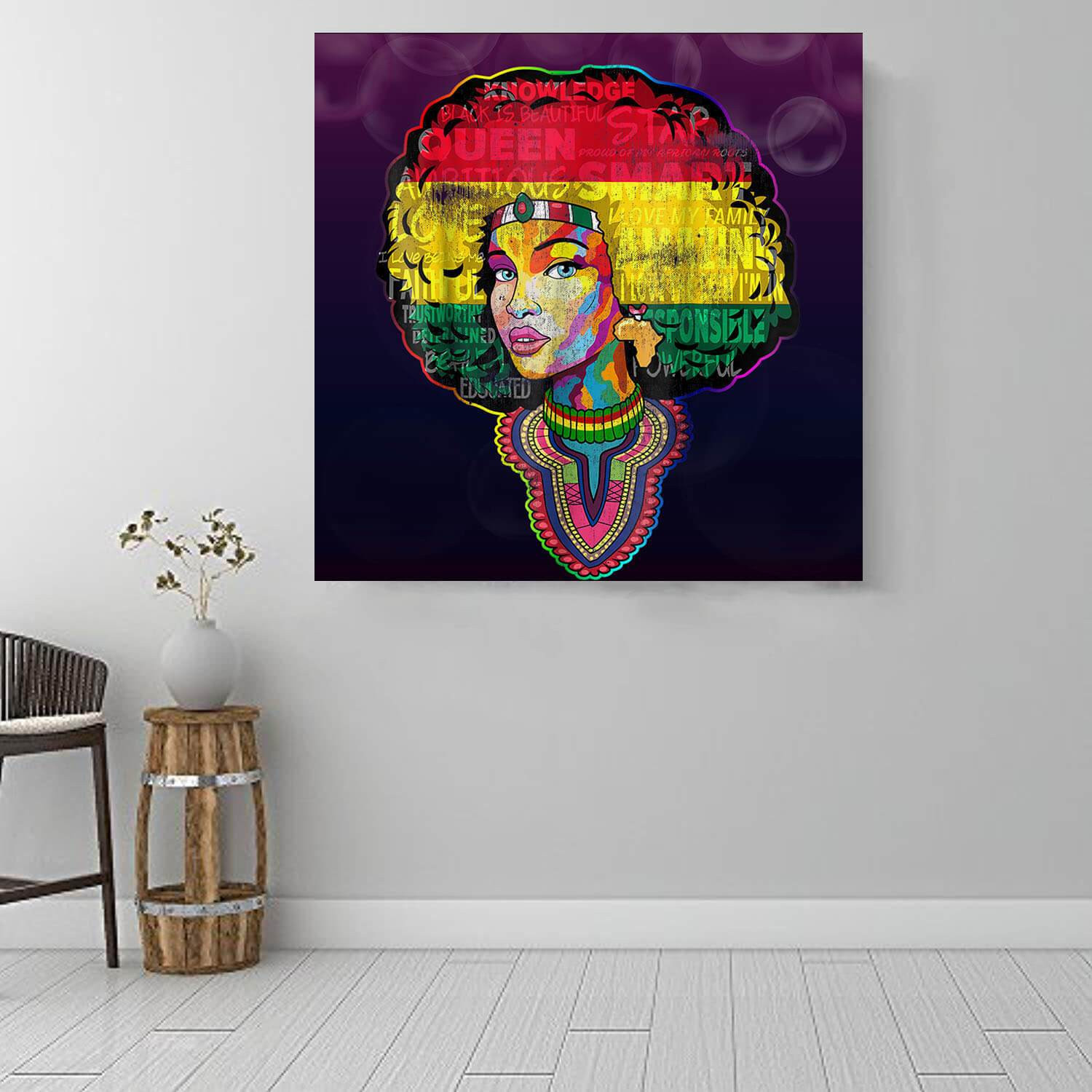 African American Wall Art Prints Dashiki Afro Melanin Queen Afrocentric Home Decor BPS8647