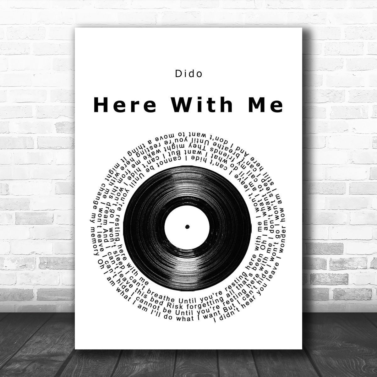 Dido Here With Me Vinyl Record Song Lyric Music Art Print