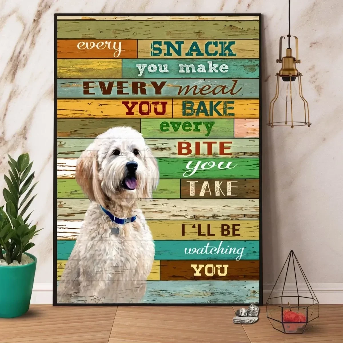 Goldendoodle I'Ll Be Watching You Satin Canvas