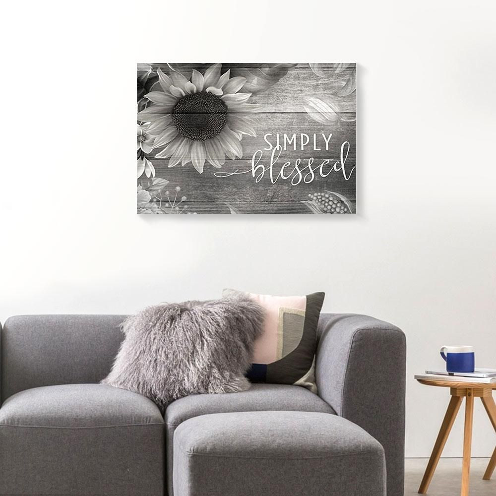 Simply Blessed Sunflower Black & White Printing Christian Canvas