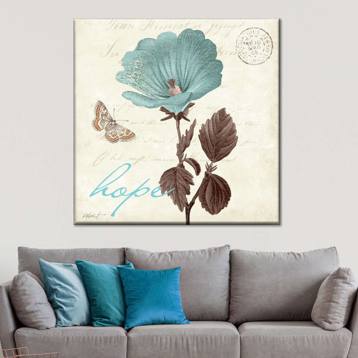 Touch of Blue 3 Hope Canvas Wall Art Decor