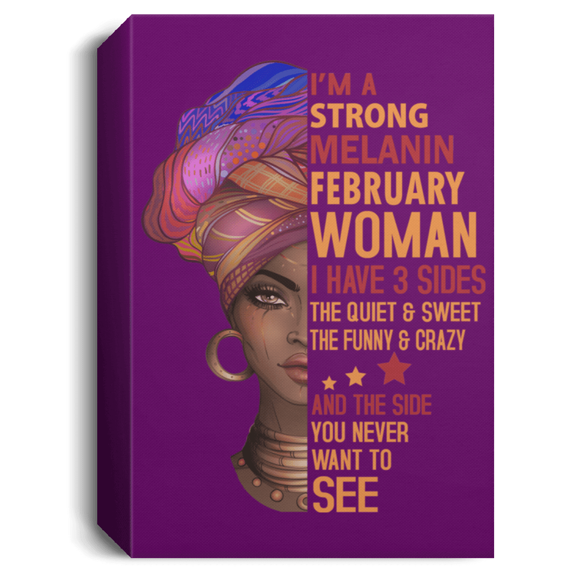 African American Canvas Art I Am A Strong Melanin February Woman Afro Girl Afrocentric Living Room Decor