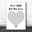 Kodaline Love Will Set You Free White Heart Decorative Wall Art Gift Song Lyric Print