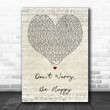 Bobby Mcferrin Don'T Worry, Be Happy Script Heart Song Lyric Quote Print