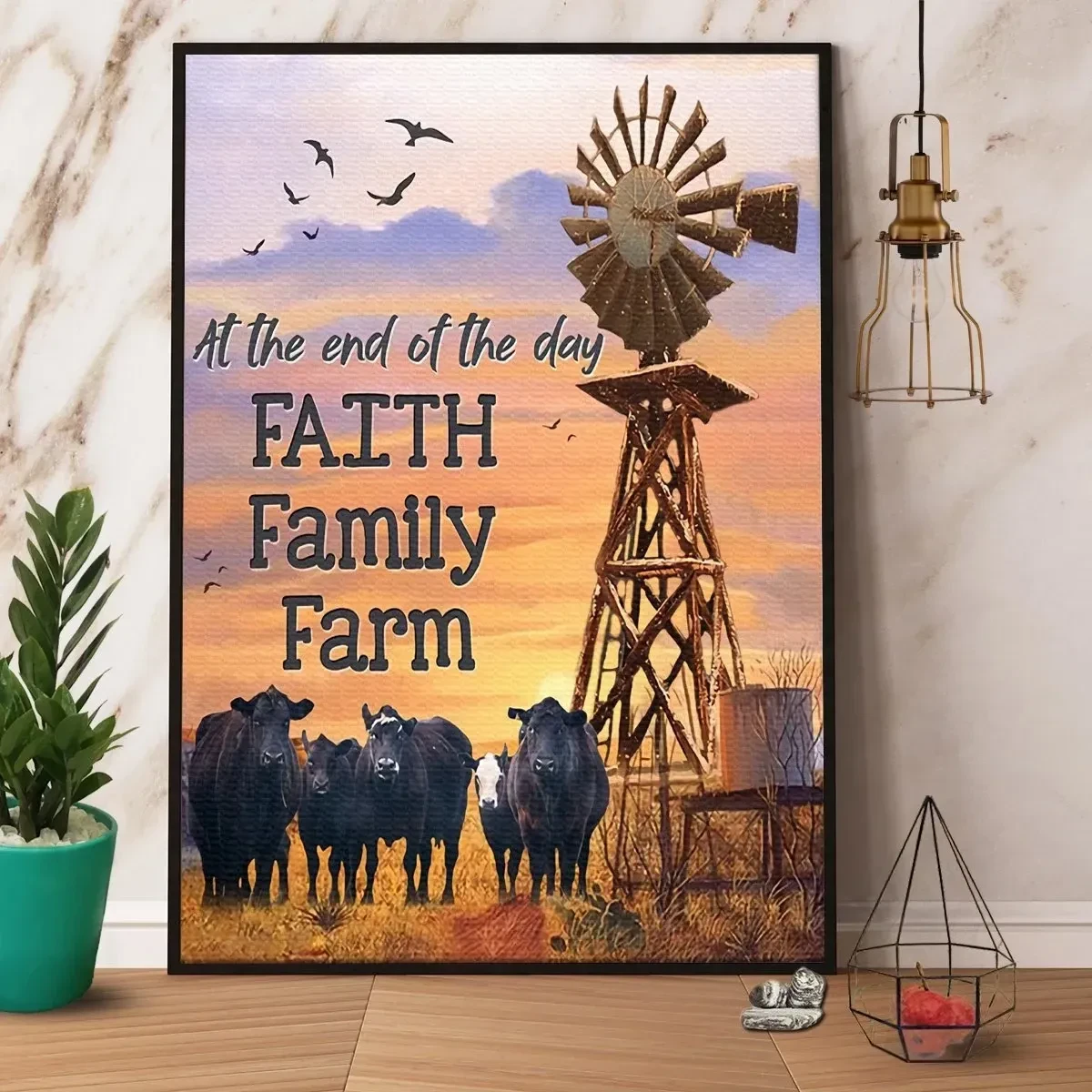 Cow At The End Of The Day Faith Family Farm Satin Canvas