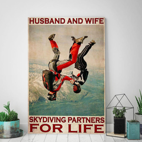 Husband And Wife Skydiving Partners For Life Canvas C114