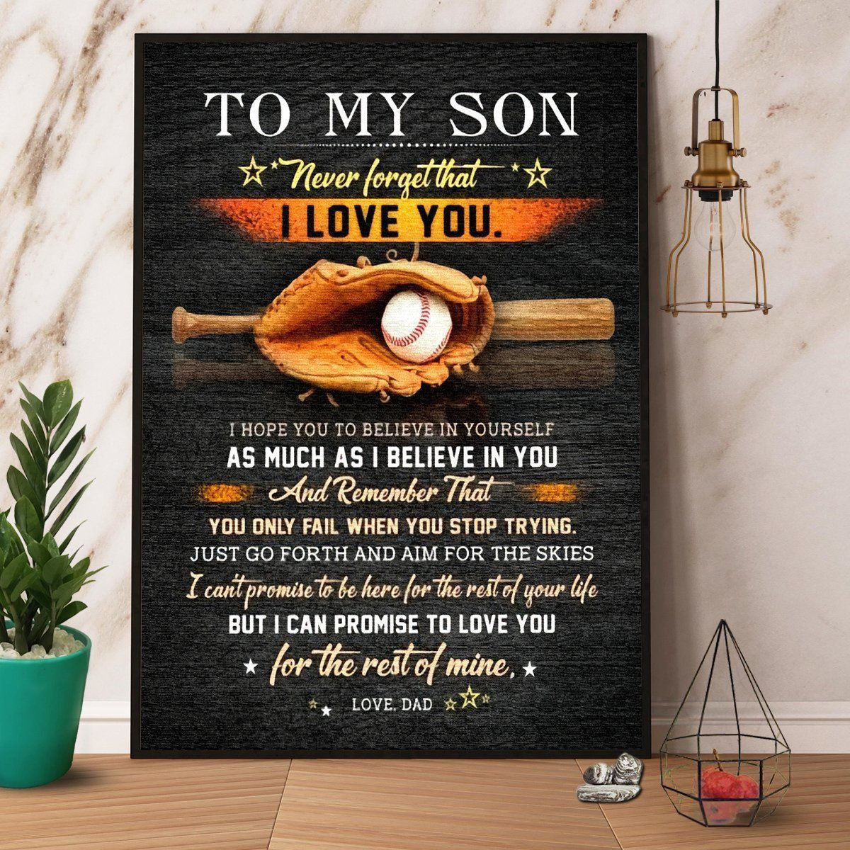 Baseball Dad To My Son I Love You I Believe In You Satin Canvas