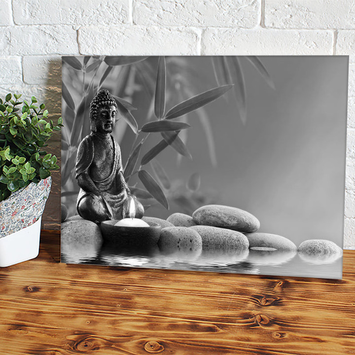 Gray Buddha Statue Canvas Wall Art - Canvas Prints, Prints For Sale, Painting Canvas,Canvas On Sale
