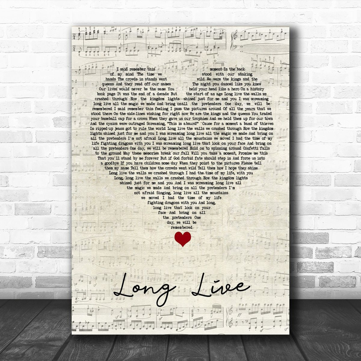 Taylor Swift Long Live Script Heart Song Lyric Quote Music Print