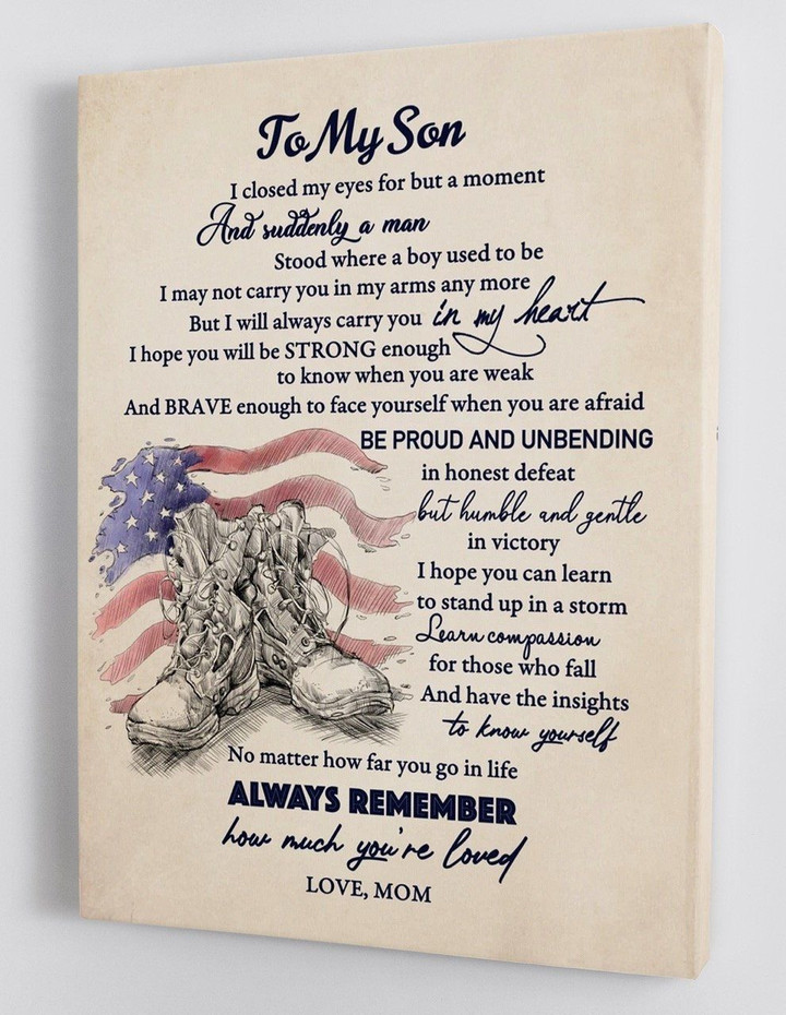 Gift for son - To My Son - From Mom - Military Framed Canvas Gift - Cool Gift Ideas For Son