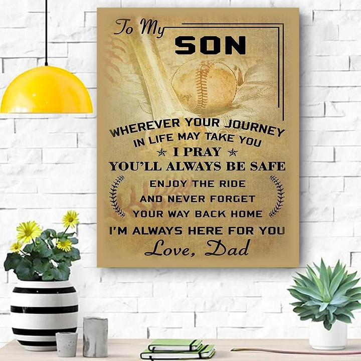 To My Son Baseball Canvas Print Wall Art Gift For Son Matte Canvas