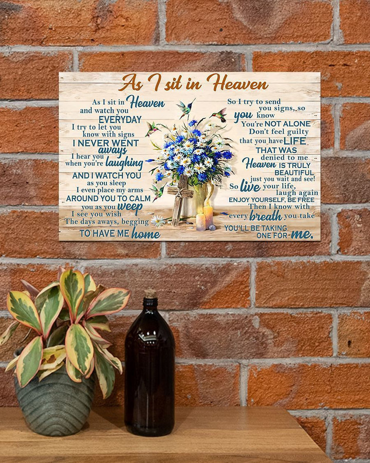 Memorial Gift To Heaven - As I Sit In Heaven Horizontal Canvas - Wall Decor Visual Art