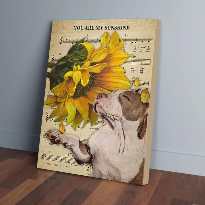 You Are My Sunshine Pitbull Sunflower Vertical Canvas