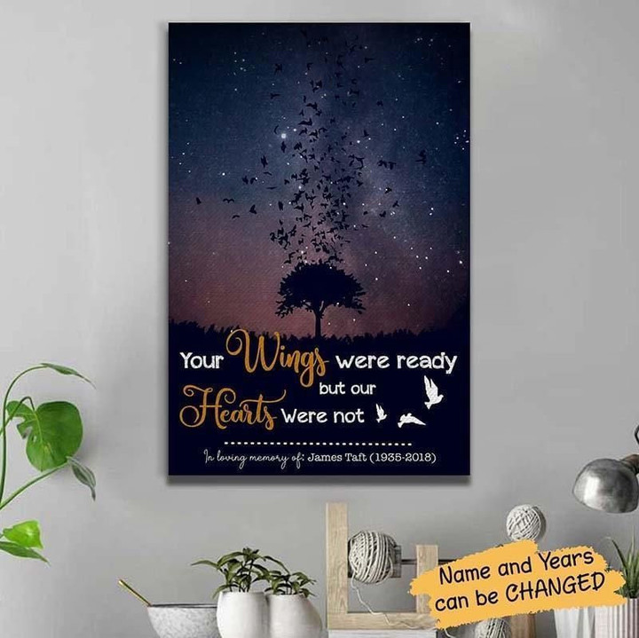 Your Wings Ready Galaxy Night Memorial - Personalized Canvas