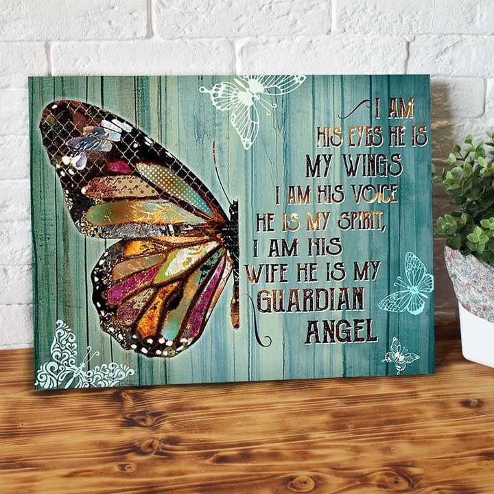 I Am His Wife He Is My Guardian Angel Colorful Butterfly Heaven Canvas